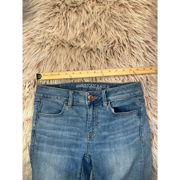 American Eagle super stretch womens distressed jegging ankle blue jean - Picture 5 of 10